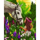 Картина по номерам на холсте с подрамником «Лошадка и девочка в поле», 40 х 50 см - Фото 2