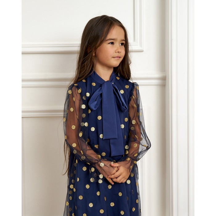 Платье детское нарядное KAFTAN горошек, рост 86-92, синий - фото 1886709304