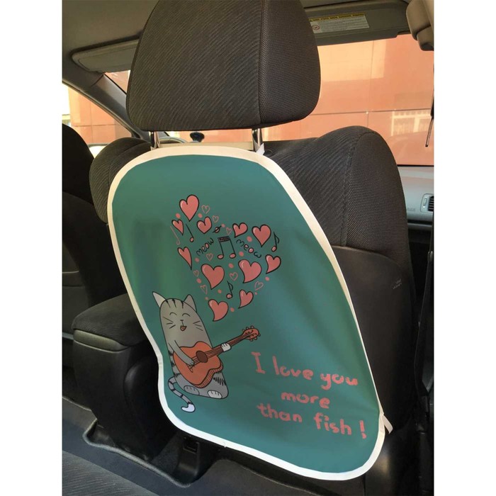 Защитная накидка на спинку сиденья автомобиля «Влюбленный кот-гитарист» - Фото 1