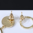 Серьги «Волшебство» круг и кольцо, белые в золоте - Фото 2