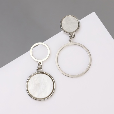 Серьги «Волшебство» круг и кольцо, белые в серебре