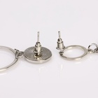 Серьги «Волшебство» круг и кольцо, белые в серебре - Фото 2