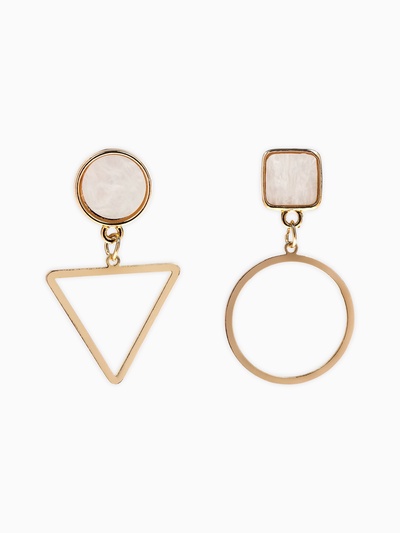 Серьги «Волшебство» геометрия, белые в золоте