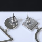 Серьги «Волшебство» геометрия, чёрные в серебре - Фото 2