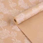 Бумага упаковочная крафтовая бурая «Цветы», в рулоне 0,68 x 8м - Фото 1