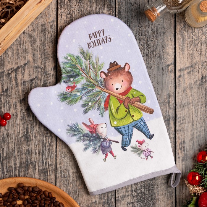 Варежка-прихватка Magic winter, 20×27 см, саржа, 100% хлопок, ватин 250 г/м² - Фото 1