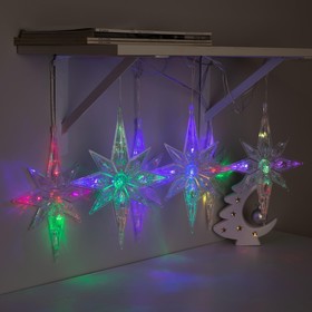 УЦЕНКА Гирлянда «Нить», 2 м, с насадками в виде звёзд, IP20, 30 LED, 220 В, мигание, прозрачная нить, свечение мульти (RG/RB) 7492112