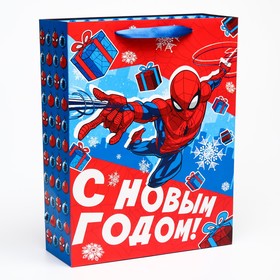 Пакет ламинированный вертикальный, 31 х 40 х 11,5 см "С новым годом!", Человек-паук