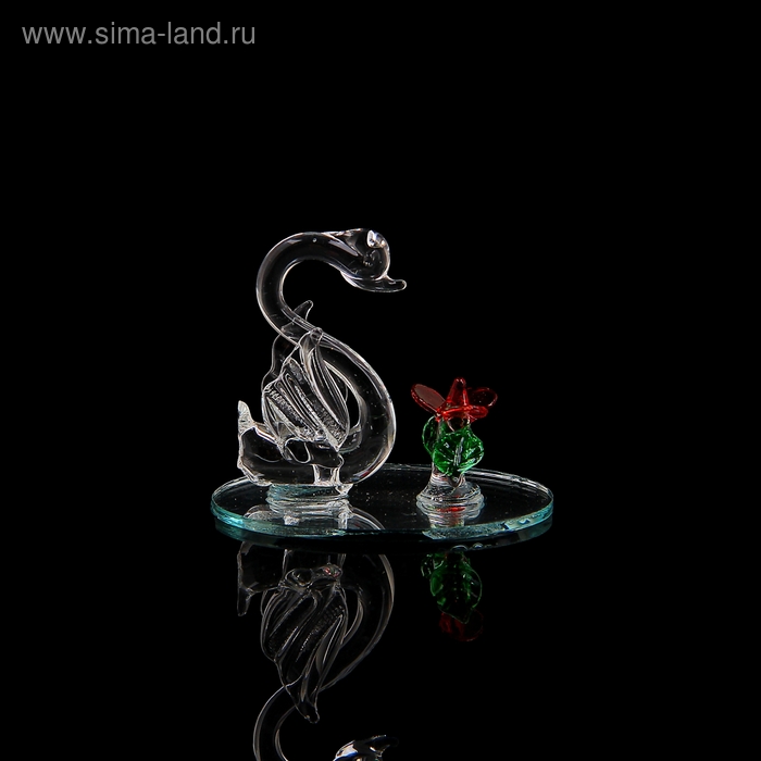 Сувенир стекло "Лебедь у цветка" 4,2х6,5х5,7 см - Фото 1