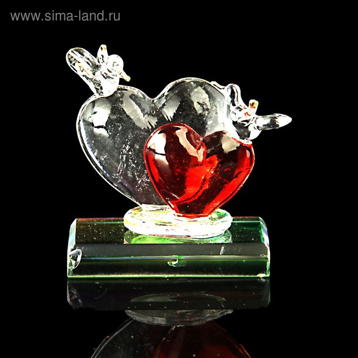 Сувенир стекло "Птицы на сердце" 2,2х5,3х4,6 см - Фото 1