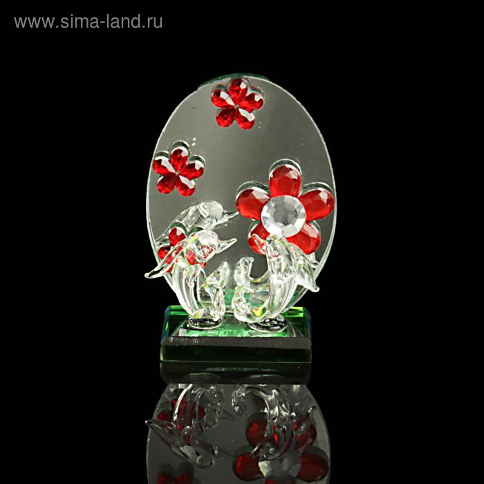 Сувенир стекло "Дельфинчики у зеркала" 2,7х6х8,5 см - Фото 1
