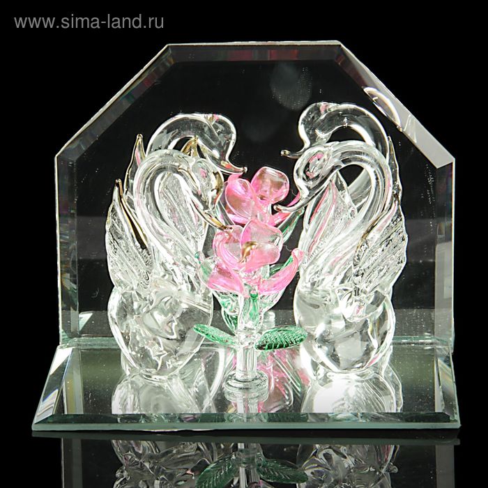 Сувенир стекло "Лебеди возле цветка" 7,8х15х12 см - Фото 1