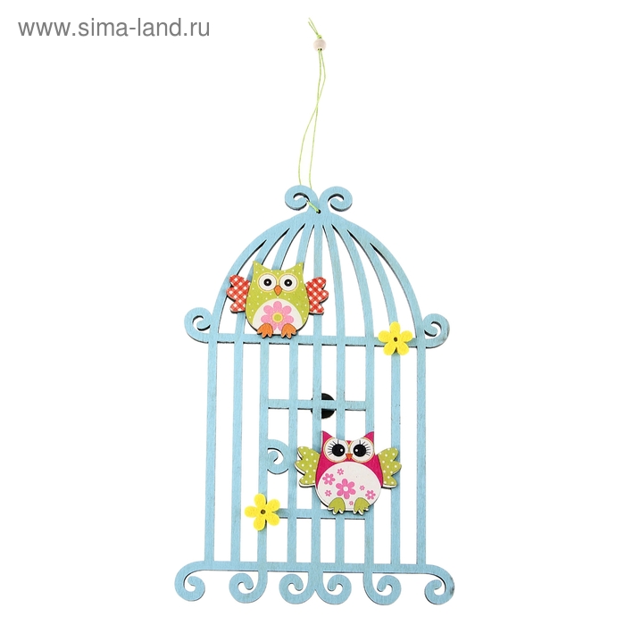 Декор дерево "Резная клетка с совятами"с магнитом МИКС 24х15 см - Фото 1