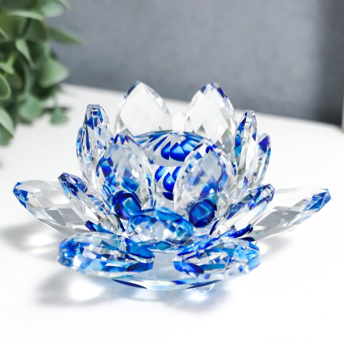 Сувенир стекло "Лотос кристалл трехъярусный голубая радуга" d=11 см - Фото 1