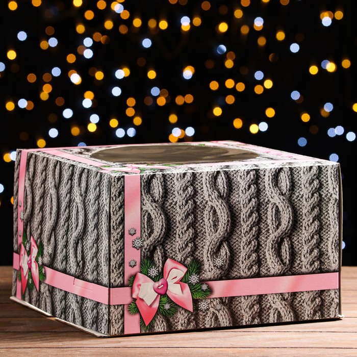 Кондитерская упаковка с окном «Вязанка», 30 х 30 х 19 см 7384450