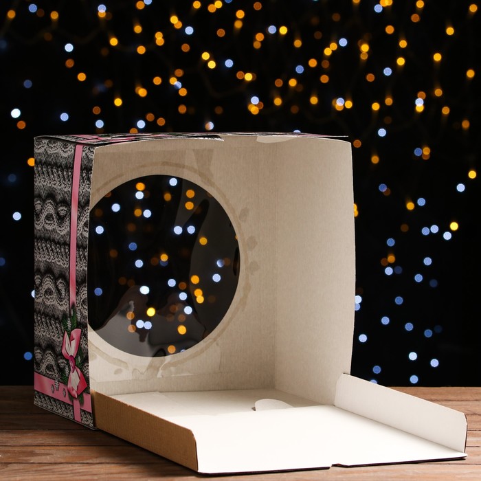 Кондитерская упаковка с окном «Вязанка», 30 х 30 х 19 см 7384450