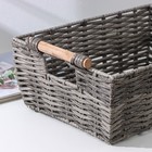 Корзина для хранения ручной работы Доляна «Лоза», плетёная, с ручками, 38×27×14 см, цвет серый - фото 24514839