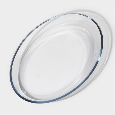 Форма для запекания и выпечки Доляна, 3 л, 35×24×6 см, овальная, жаропрочное стекло, прозрачная