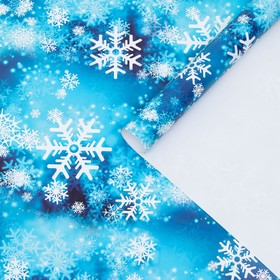 Бумага упаковочная глянцевая "Снежинки", 70 х 100 см, 1 лист