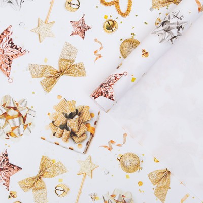 Бумага упаковочная новогодняя глянцевая «Праздничный блеск»,70×100 см,1 лист