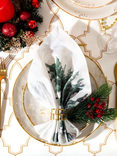 Набор новогодних салфеток "Этель" «Forest animals», 40х40см - 4 шт, хлопок, саржа