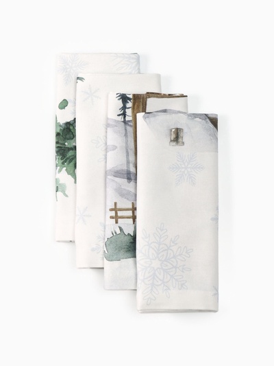 Набор новогодних салфеток "Этель" «Forest animals», 40х40см - 4 шт, хлопок, саржа