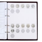 Альбом для монет на кольцах 225 х 265 мм, "Памятные монеты РФ", обложка ПВХ, 13 листов и 13 цветных картонных вставок, коричневый - фото 9576828