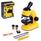 Микроскоп детский «Юный ученый» кратность х100, х400, х1200, подсветка, цвет жёлтый - фото 295353062