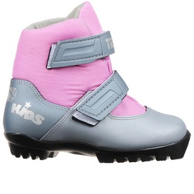 Ботинки лыжные TREK Kids, NNN, искусственная кожа, цвет металлик/розовый, лого серебристый, размер 29