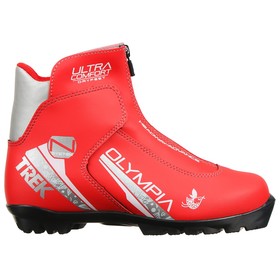 Ботинки лыжные TREK Olimpia, NNN, искусственная кожа, цвет красный, лого серебристый/белый, размер 42