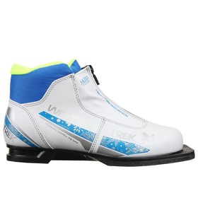 Ботинки лыжные женские TREK Winter Comfort 3, NN75, искусственная кожа, цвет белый/синий/лайм-неон, лого серебристый, размер 34