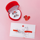 Браслет Love кубики, красный в чернёном серебре, 7 см - Фото 5