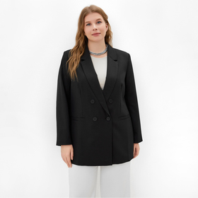Пиджак женский двубортный MIST plus-size, размер 54, цвет чёрный