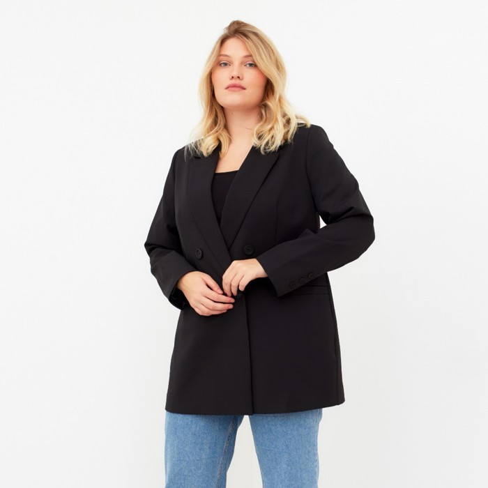 Пиджак женский двубортный MIST plus-size, размер 58, цвет чёрный
