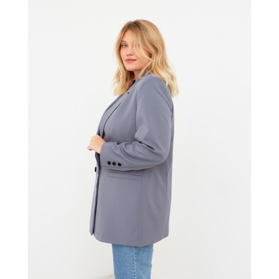 Пиджак женский двубортный MIST plus-size, размер 56, серо-голубой