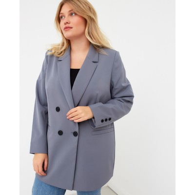 Пиджак женский двубортный MIST plus-size, размер 56, серо-голубой