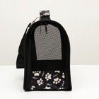 Сумка-переноска каркасная «Лапки Happy», размер М, 40×21×27 см, чёрная - Фото 7