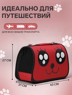 Сумка - переноска для животных «Весёлый жук», размер M, 45×21×27 см, красная - Фото 2
