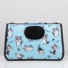 Сумка - переноска для животных «Играющие котики», размер M, 40×21×27 см голубая - Фото 5