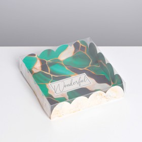 Коробка для кондитерских изделий с PVC крышкой «Wonderful», 13 × 13 × 3 см