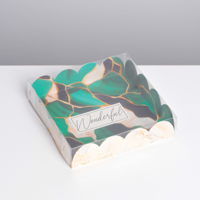 Коробка кондитерская с PVC-крышкой, упаковка, «Wonderful», 13 х 13 х 3 см - Фото 1
