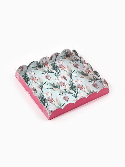 Коробка для печенья, кондитерская упаковка с пластиковой крышкой, Make your life sweet, 18×18×3 см