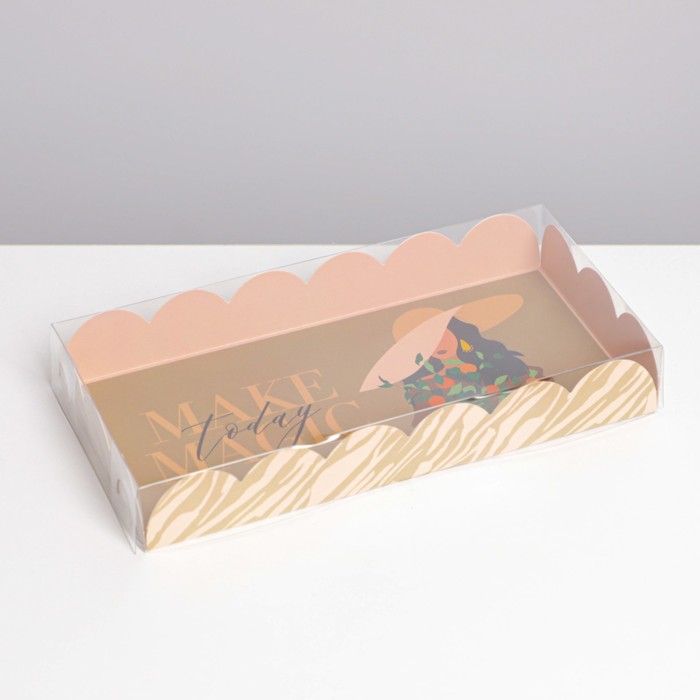 Коробка кондитерская с PVC-крышкой, упаковка, «Make today magic», 10,5 х 21 х 3 см - Фото 1