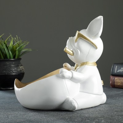 Подставка для мелочей «Бульдог сидит», белая, 20×18×21 см