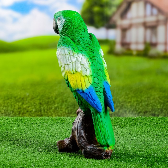 Садовая фигура "Попугай на коряге" 12х18х34см, зеленый - фото 1911633062
