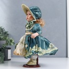 Кукла коллекционная керамика "Танечка в платье цвета морской волны и чепчике" 30 см - фото 6491578