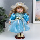 Кукла коллекционная керамика "Наташа в нежно-голубом платье в шляпке" 30 см - фото 5000215