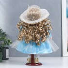 Кукла коллекционная керамика "Наташа в нежно-голубом платье в шляпке" 30 см - Фото 4