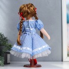 Кукла коллекционная керамика "Мила в синем платье в мелкую клетку" 40 см - фото 6491589