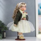 Кукла коллекционная керамика "Катенька в зеленоватом платье и зелёном кардигане" 40 см - фото 6491592